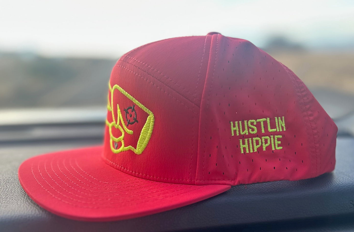 Richardson 169 Hat- SOLID RED- YELLOW LOGO w/ BOLD style