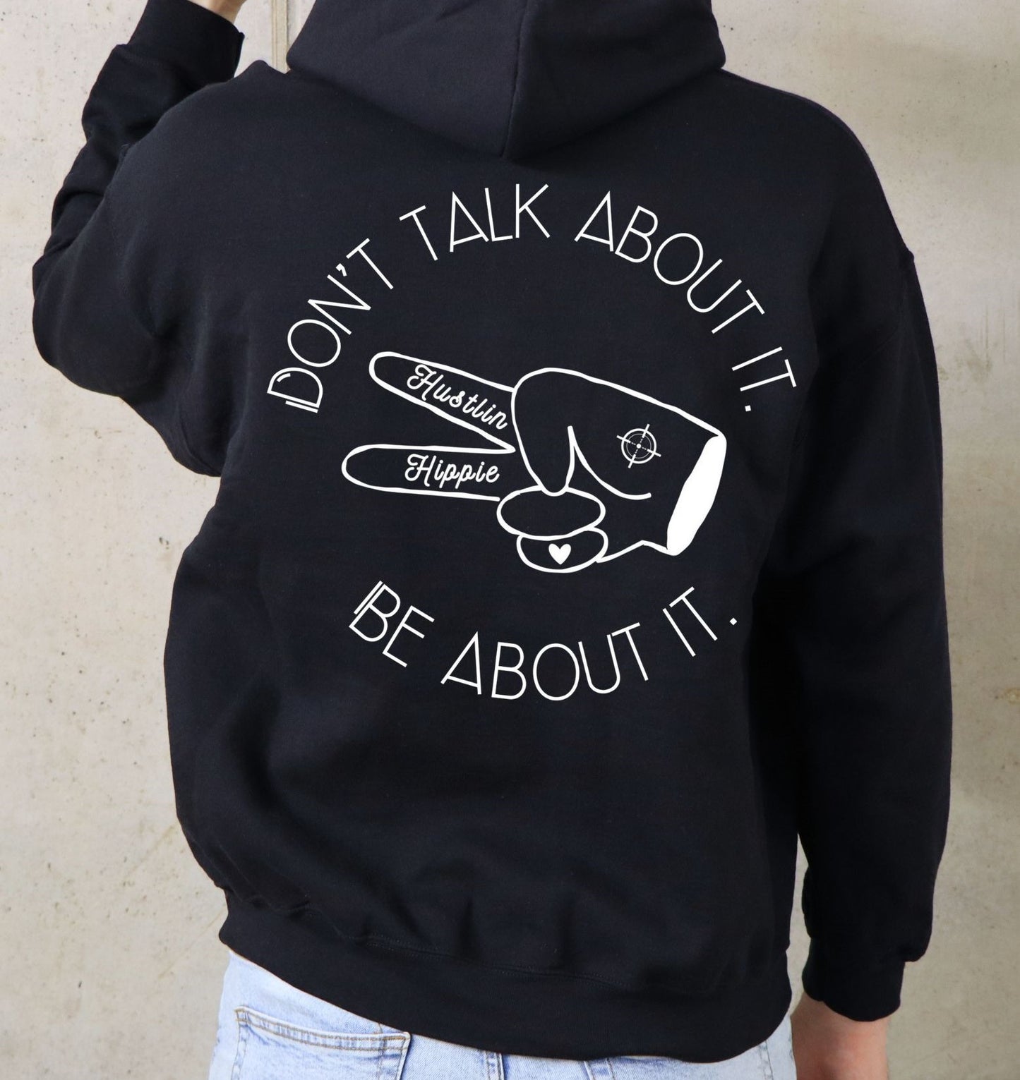 BE ABOUT IT- Hooded Sweatshirt- BLACK & GREY