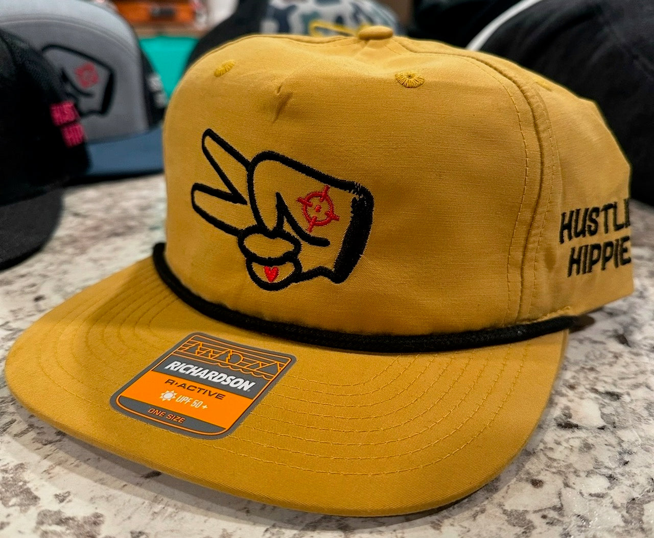 Richardson 256 Hat- MUSTARD YELLOW- BLACK LOGO w/ BOLD style