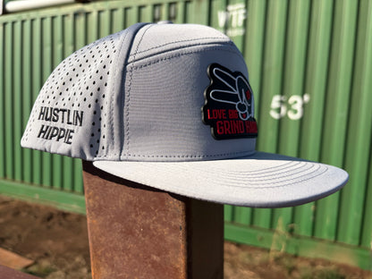 PL Series Hydro Snapback- LIGHT GRAY- RUBBER LOGO w/LOVE BIG GRIND HARD