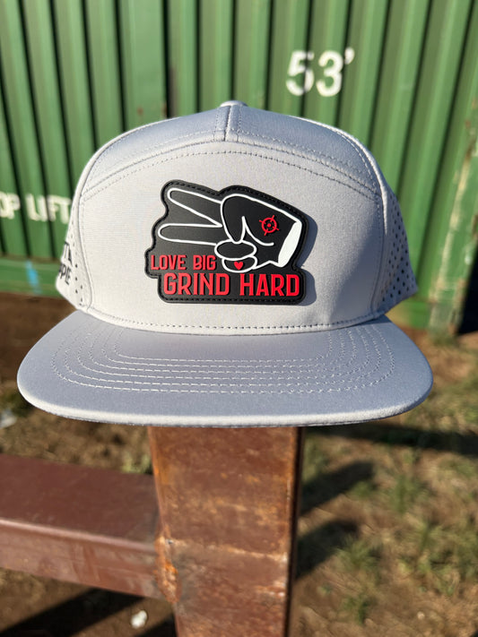 PL Series Hydro Snapback- LIGHT GRAY- RUBBER LOGO w/LOVE BIG GRIND HARD