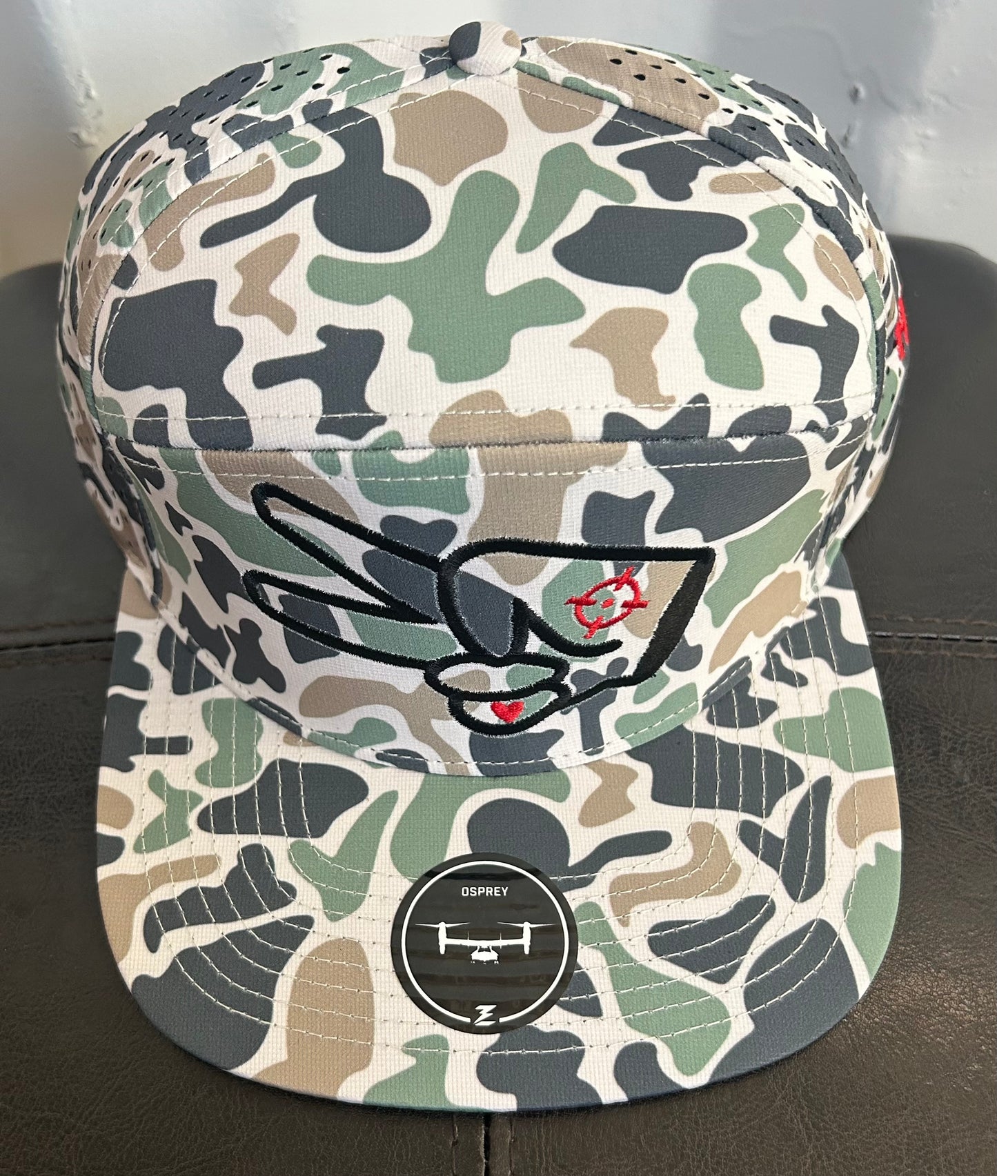 Zapped “Osprey” 7 Panel Perforated Cap- JUNGLE CAMO- BLACK LOGO w/ BOLD style