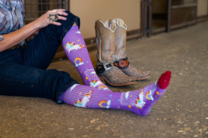 Lucky Unicorns Purple Performance Boot Socks
