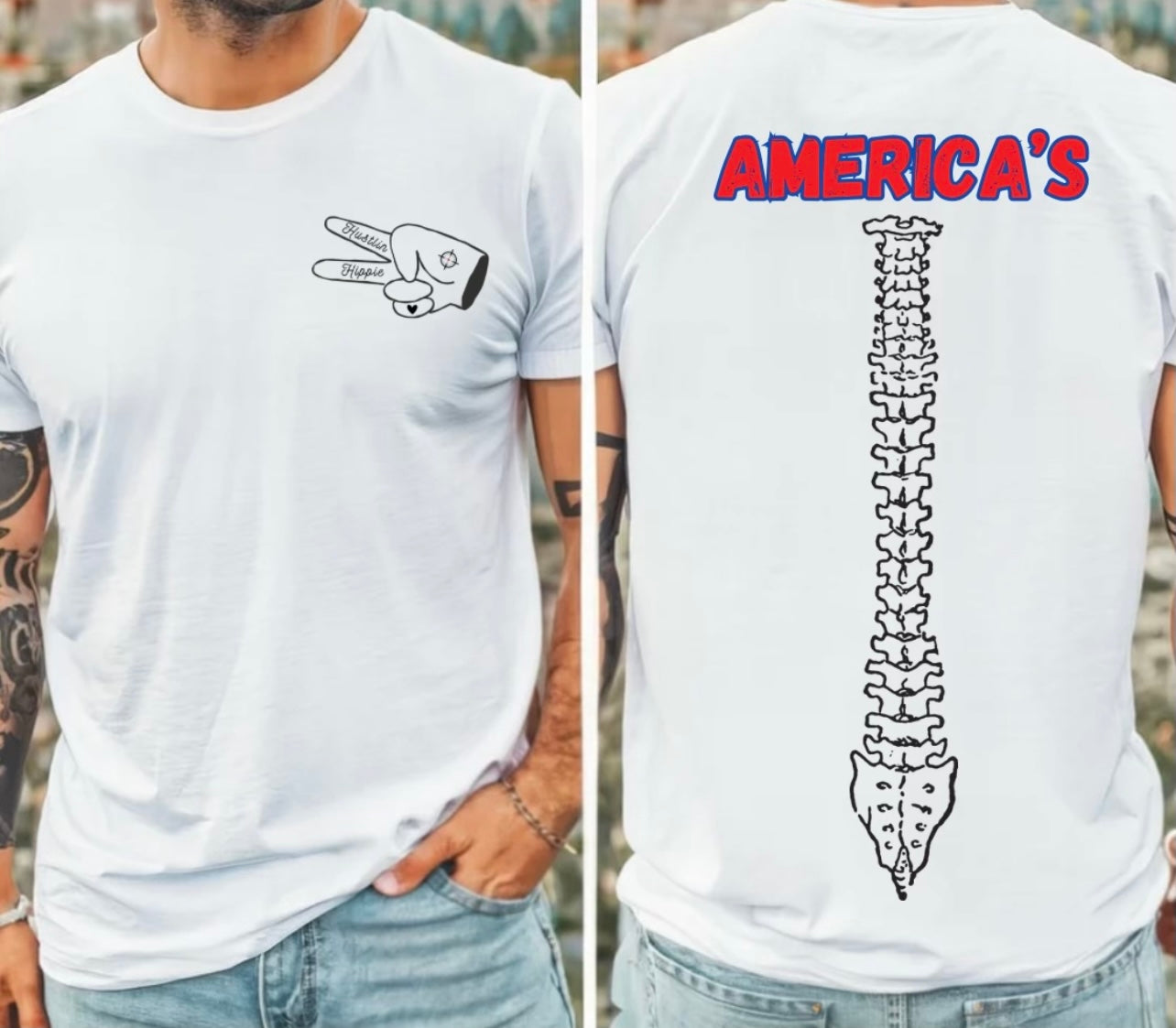 America's Backbone T-Shirt- WHITE