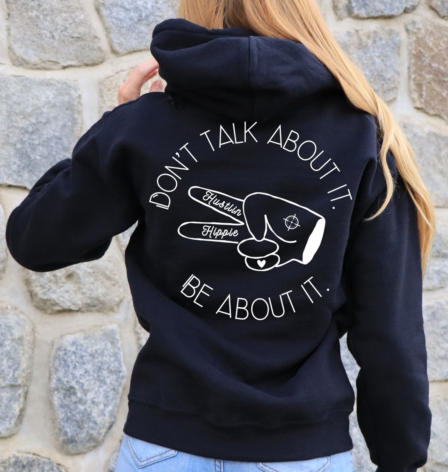 BE ABOUT IT- Hooded Sweatshirt- BLACK & GREY