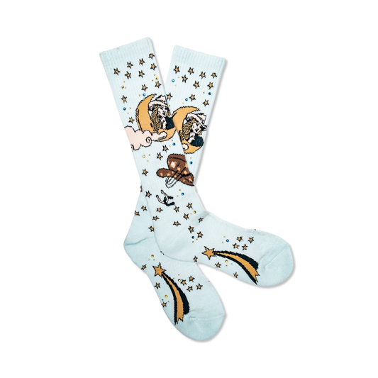 Cosmic Cowgirl Light Blue Performance Boot Socks