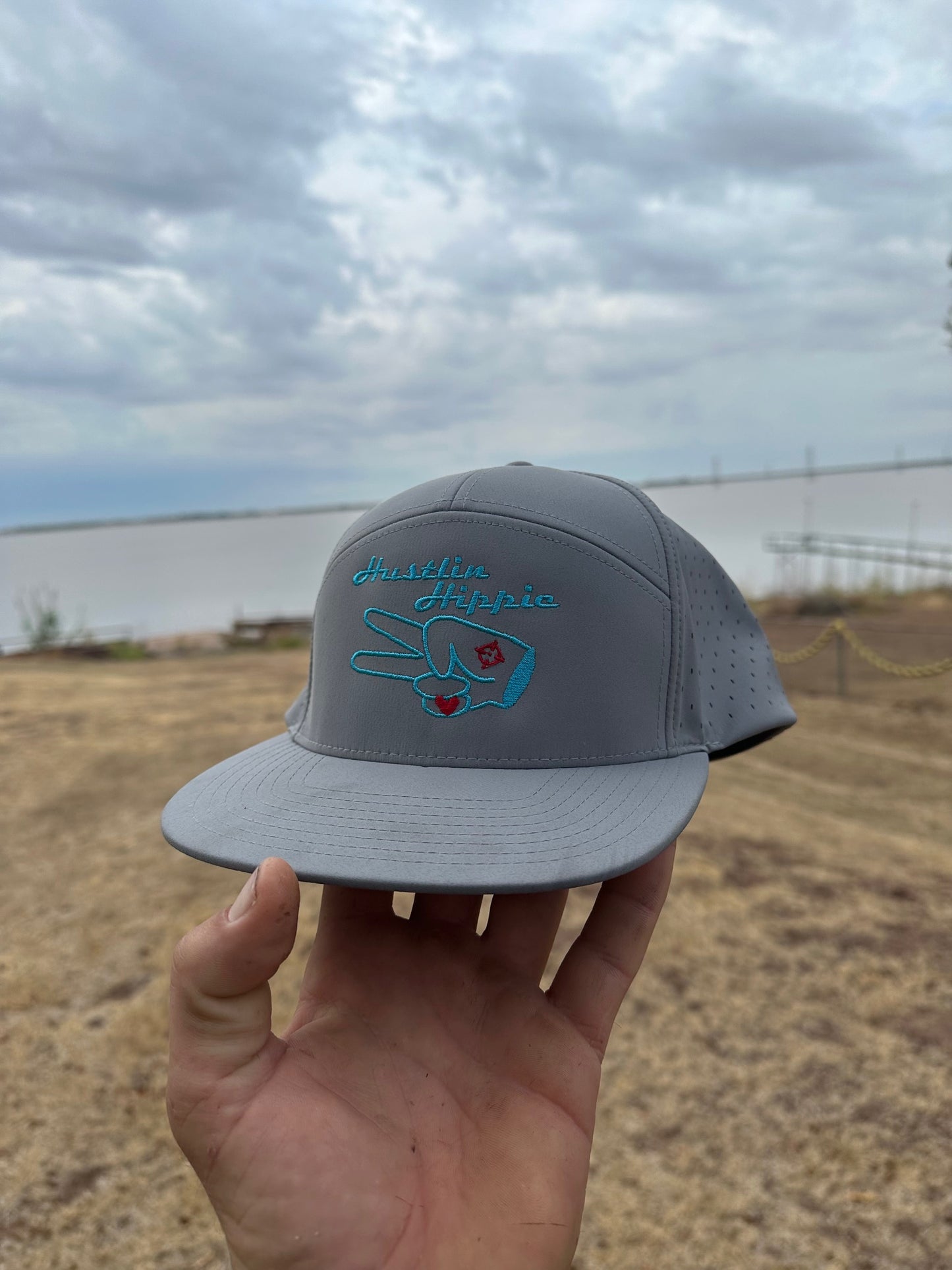 Richardson 169- SOLID GRAY- BLUE LOGO w/ OG style